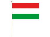 Flagge Stoff Ungarn 30 x 45cm, an Holzstab 60cm