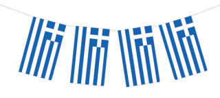 Fahnenkette Griechenland 5m, 20 Fahnen 12x22cm Papier