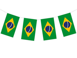 Fahnenkette Brasilien 5m, 20 Fahnen 12x22cm Papier