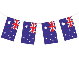 Fahnenkette Australien 5m, 20 Fahnen 12x22cm Papier