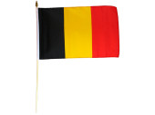 Flagge Stoff Belgien 30 x 45cm, an Holzstab 60cm