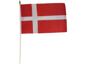Flagge Stoff Dänemark 30 x 45cm, an Holzstab 60cm