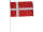 Flagge Stoff Dänemark 30 x 45cm, an Holzstab 60cm