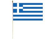 Flagge Stoff Griechenland 30 x 45cm, an Holzstab 60cm