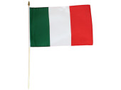 Flagge Stoff Italien 30 x 45cm, an Holzstab 60cm