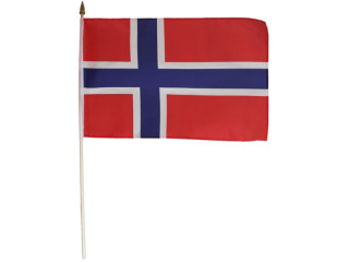Flagge Stoff Norwegen 30 x 45cm, an Holzstab 60cm