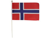 Flagge Stoff Norwegen 30 x 45cm, an Holzstab 60cm