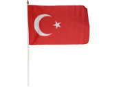 Flagge Stoff Türkei 30 x 45cm, an Holzstab 60cm