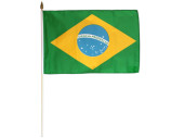 Flagge Stoff Brasilien 30 x 45cm, an Holzstab 60cm