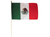 Flagge Stoff Mexiko 30 x 45cm, an Holzstab 60cm