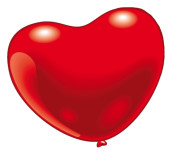 Herzluftballons rot 100 St. Umfang 105cm, Ø 35cm