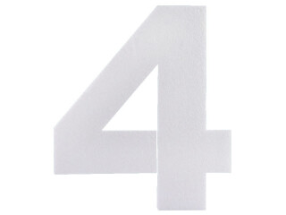 Styropor-Zahl "4" weiss H 30cm 2cm dick