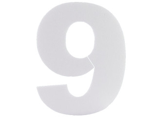 Styropor-Zahl "9" weiss H 30cm 2cm dick
