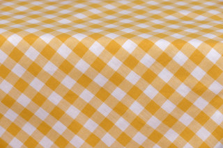 fabric "check" w 140cm, checks 10mm, 100% cotton, yellow/white