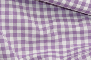 tissu "carreau" l 140cm, carreaux 10mm, 100% coton, lilas/blanc
