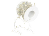 Herzen-Perlen-Drahtgirlande 5m/Rolle creme/silber