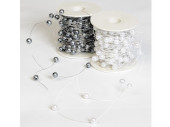 Perlen auf Draht silber/grau 7mm x 10m/Rolle