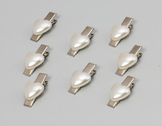 Herzchen auf Clip 8 Stück perlmutt, 1,5cm, Clip 3cm