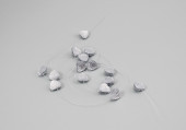 Herzchenkette mit 15 Herzen silber-klar, 1,5cm, L 150cm