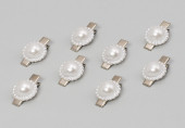 Perlenmotiv auf Clip 8 Stück weiss, 2cm, Clip 3cm