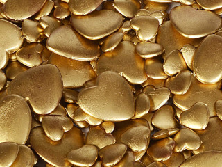Streuherzen gold matt 150g/Box ca.300Stk.1.2+2.2cm