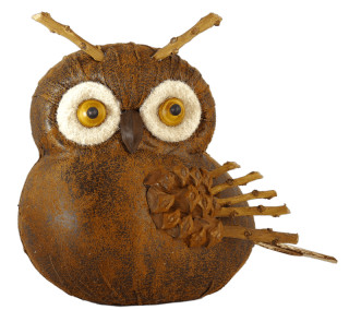 Eule "Lederoptik" braun 23 x 14 x H 20cm