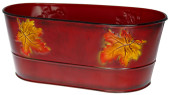 Zinkschale mit Blättern rot oval, 26 x 13,5 x H 10,5cm