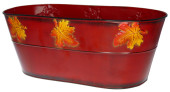 Zinkschale mit Blättern rot oval, 37,5 x 19 x H 14,5cm