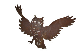 Eule rosteffekt fliegend Metall, 67 x 40cm, zum Aufhängen