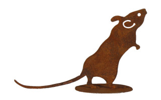 Maus auf Platte rosteffekt H14 x 22 cm  Metall Standplatte 10 x 8cm