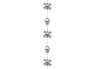 Totenkopf-Kette Scream weiss/schwarz, Watte/Filz H14 x L170 xT1cm, beidseitig