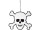 Totenkopf-Hänger Scream weiss/schwarz, Watte/Filz B39 x H32 x T2cm, beidseitig