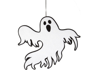 Geist-Hänger Scream weiss/schwarz, Watte/Filz B48 x H40 xT2cm, beidseitig