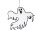 Geist-Hänger Scream weiss/schwarz, Watte/Filz B48 x H40 xT2cm, beidseitig