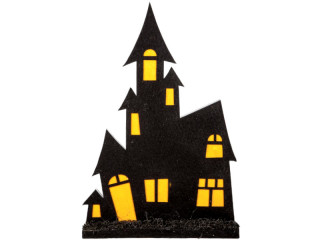 Geisterhaus mit Licht Scream schwarz/orange  Watte/Filz, B 34 x H 51 x T 5cm 1-seitig