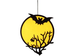 Mond/Fledermaus-HängerScream orange/schwarz  Watte/Filz, B 45 x H 53 x T 1cm 1-seitig