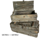 Holzkiste mit Deckel "Antik-Art" M braun/grau/vintage, B 61 x H 21 x T 26cm
