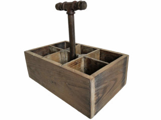 Holztragekiste "Antik-Art", braun/vintage, 6-fach unterteilt, L 31 x B 21 x H 11cm