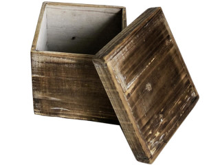 Holzbox Deckel Antik-Art M braun/vintage L 20 x B 20 x H 17cm