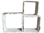 Dekowürfelset Antik-Art quadratisch white-washed,...