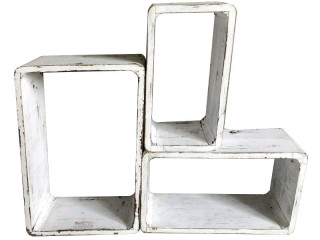Dekowürfelset Antik-Art rechteckig white-washed, 3-tlg. 44/51/58 x 24/30/38 x T 20cm