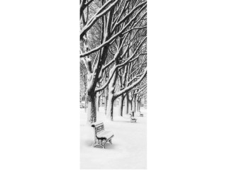 Textilbanner WinterbankBäume schwarz/weiss 75 x 180cm Schlauchnaht oben+unten