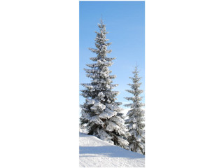 Textilbanner 2 Schneetannen blau/weiss 75 x 180cm Schlauchnaht oben+unten