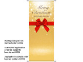 Textilbanner Merry Xmas gold mit roter Schleife 75x180cm...
