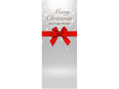 Textilbanner Merry Xmas silber mit roter Schleife...