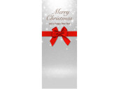 Textilbanner Merry Xmas silber mit roter Schleife...