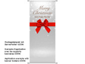Textilbanner Merry Xmas silber mit roter Schleife...
