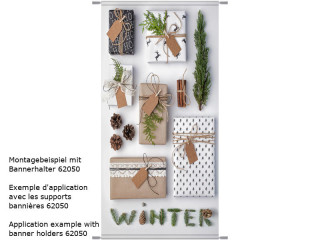 bannière textile boîtes cadeaux hiver "Hiver" 180 x 90cm
