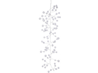 Schneeballdrahtgirlande Watt weiss,110cm,Ø25cm,Bälle2-3cm