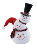 Schneemann mit 3 Köpfen weiss-schw.-rot, H40 x B35cm